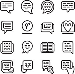 Collection of Speech Bubble and Communication Icons in Outline Style chat message