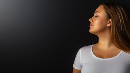 Beauty in profile showcasing a serene expression against a dark background