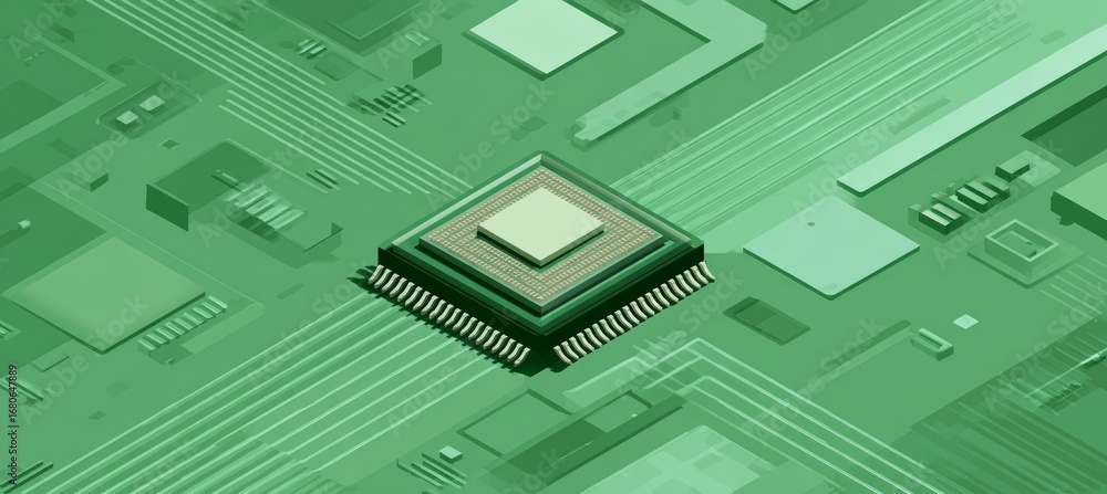 Aufkleber microchip hardware art illustration. semiconductor system hardware. generative ai technology.