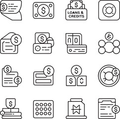Financial Icons Set with Dollar Signs and Banking Symbols finance money