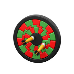 3D icon of dartboard with darts symbolizing aim, accuracy, and sports fun.