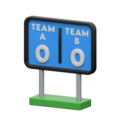 3D icon of digital scoreboard representing live sports scores and competition updates.