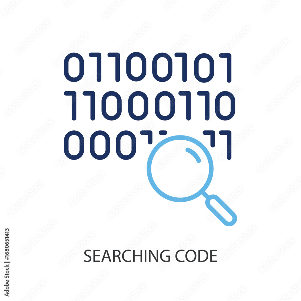 Poster searching code thin line vector icons.