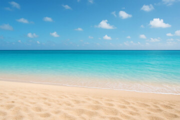 Obraz premium Serene tropical beach with turquoise water and sandy shore