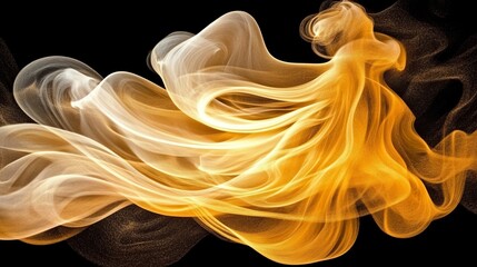 Golden Emanations Abstract Smoke Formation in Dark Void with Radiating Curvilinear Effects