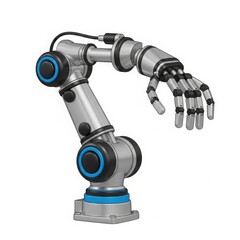 Fototapeta premium Advanced robotic arm with articulated fingers on a white background