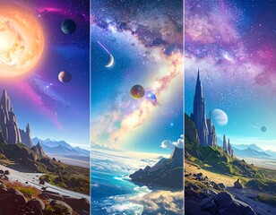Alien landscapes in a vibrant galaxy