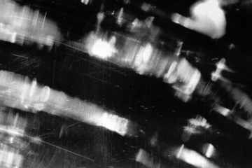 Dust and scratches design. Aged photo editor layer. Black grunge abstract overlay background. Copy space.