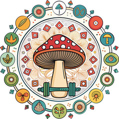 Gym mushroom mandala design