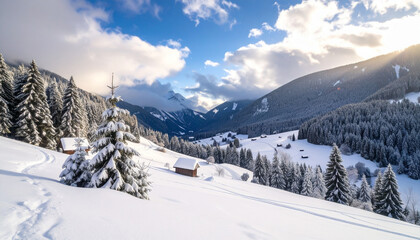 Whispers of Winter: A Snowfall Serene Mountain Escape