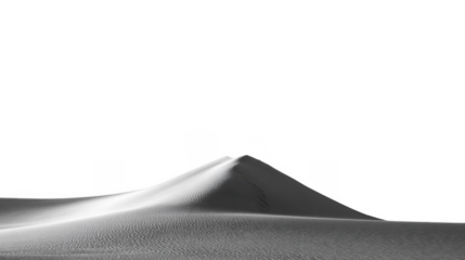 A smooth sand dune with detailed ripples and shadows against a black background in a desert landscape