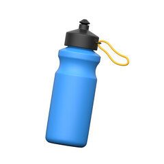 Sports water bottle 3d illustration symbolizing hydration, gym, and fitness activity.
