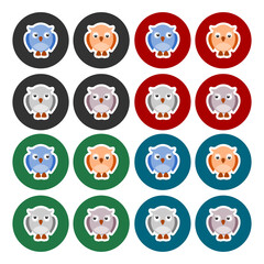 Obraz premium Cute cartoon owls icon isolated on transparent background