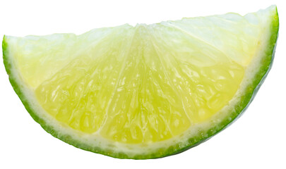 Ripe lime slice isolated on a white background. File contains clipping path.