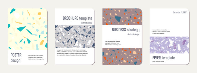 School notebook cover design. Terrazzo abstract