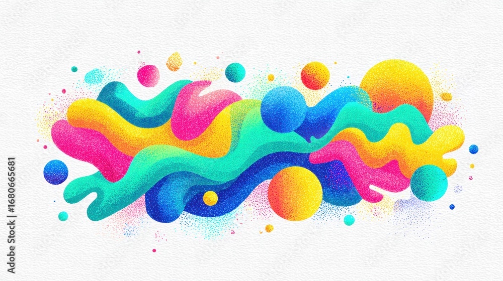 Poster this colorful abstract artwork features flowing shapes and patterns with a textured effect.