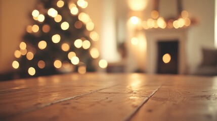 Cozy holiday atmosphere with a decorated tree and warm lights in a living room