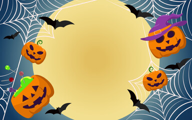 Halloween Spooky Illustration Background with Pumpkin
