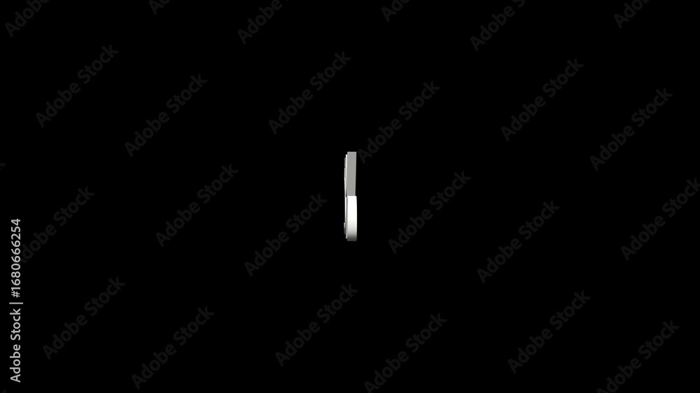 Poster white 3d 5% percentage text. 3d 5% percentage loop animation. 5 percentage 3d text rotation on black