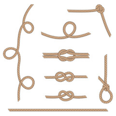 Rope knots. Set noose. Loops in the twine. 