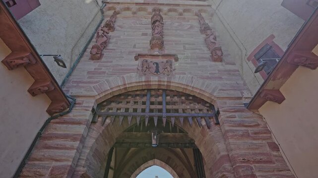 Close-Up of Spalentor Gate with Medieval Portcullis in Basel, Switzerland.Captured on July 25, 2025