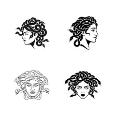 Medusa Head Illustrations Set from Greek Mythology