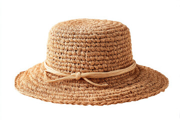 Natural woven straw hat offers stylish sun protection, perfect for joyful summer adventures