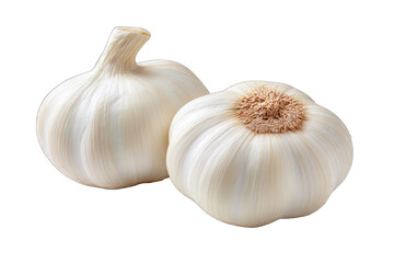 Two whole heads of garlic,  white cloves,  close-up
