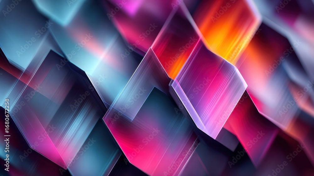 Poster dynamic abstract art showcasing a colorful geometric design with a modern touch.