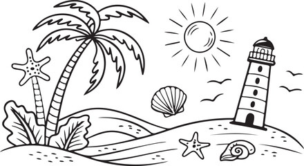 Hand Drawn Summer Beach Vector Set