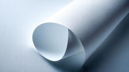 A curled sheet of white paper creates an abstract and textured design, perfect for any project.