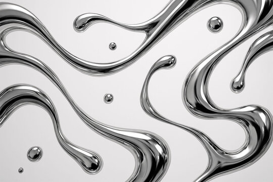 Abstract black and white fluid dynamics with bubbles and swirls