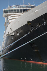 Luxury cruiseship cruise ship liner Nieuw Amsterdam docked at terminal in San Diego, California...