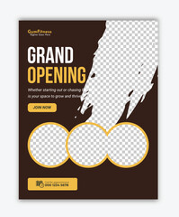 Grand Opening Fitness Gym Social Media Banner social media post design
