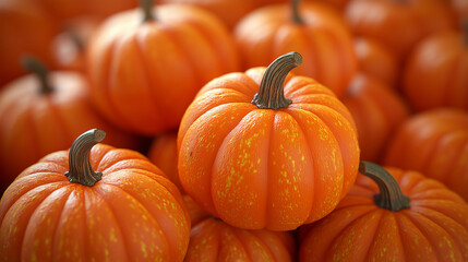 Obraz premium Pumpkin harvest with autumn gourds and vibrant orange seasonal decor arranged in nature