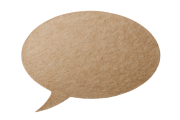 cardboard paper speech bubble isolated on white or transparent png