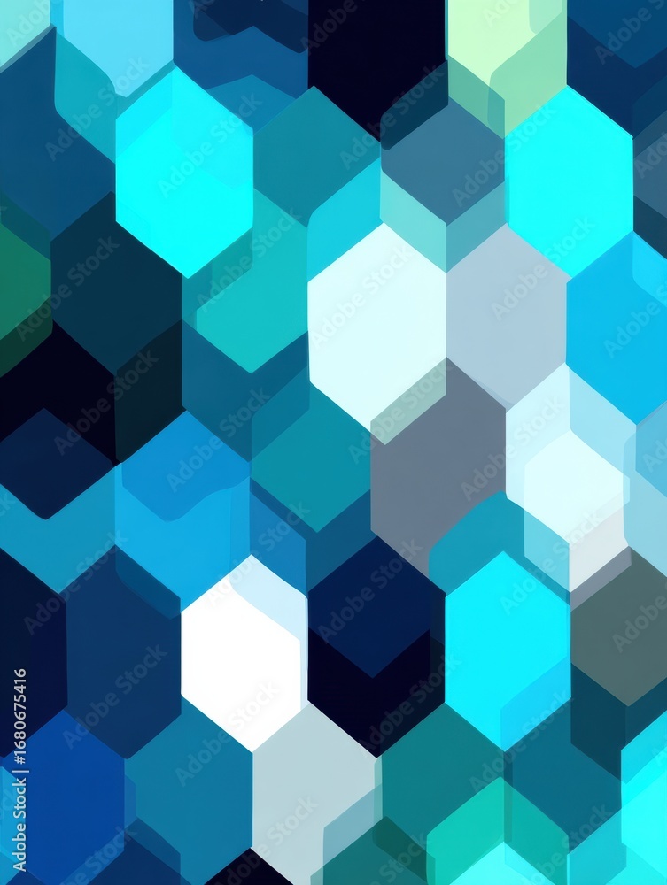 Aufkleber colorful hexagonal patterns create a dynamic abstract design with various shades of blue and green