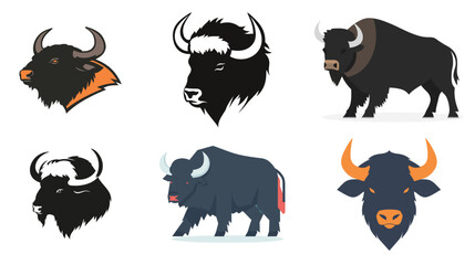 Obraz premium Buffalo Black Silhouette Vector Graphic Design