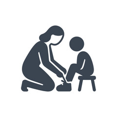 Mother Tying Shoe Icon