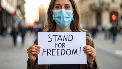 Stand for Freedom: Protester with Mask