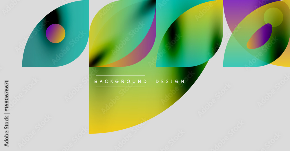Poster abstract fluid shapes overlap, creating vibrant color gradients. modern design elements suggest dyna
