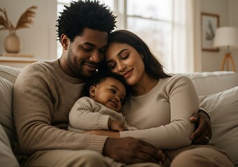 Fototapeta premium Loving family portrait indoor