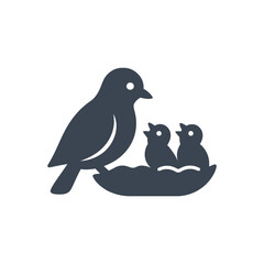 Bird with Chicks Nest Icon
