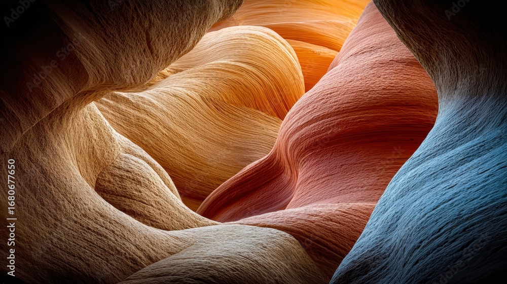 Poster the image captures an intricate and colorful view of unique sandstone formations.