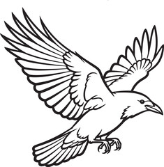 Obraz premium crow silhouette Line Art Vector Illustration