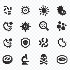 Microbiology, bacteria and Disease Icon Set