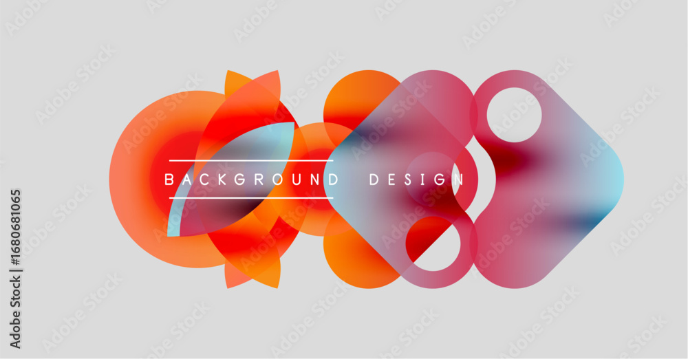 Poster abstract vibrant shapes overlap, creating dynamic colorful background. text reads background design 