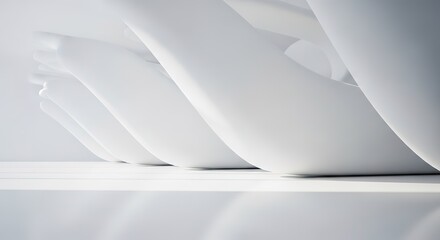 Abstract White Sculptures Minimalist Composition