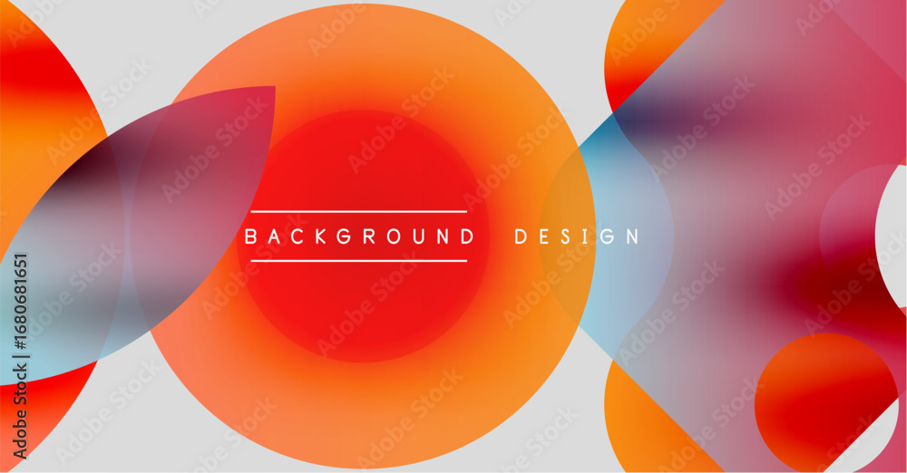 Poster abstract design features overlapping circles, gradients. warm colors dominate, creating modern visua