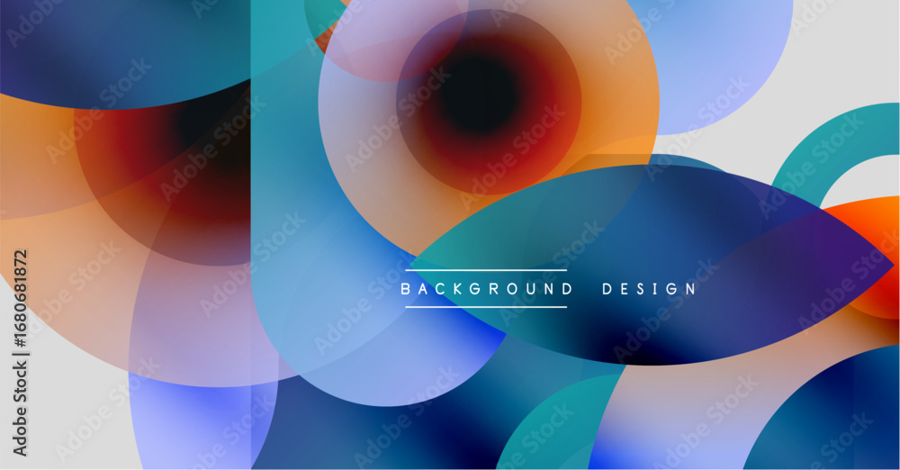 Poster abstract composition. overlapping circles create vibrant, colorful layers. modern design with blue, 